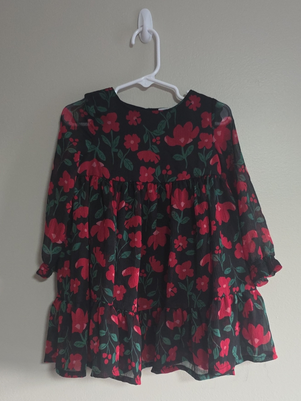 Carter's Black Dress with Red Floral Print